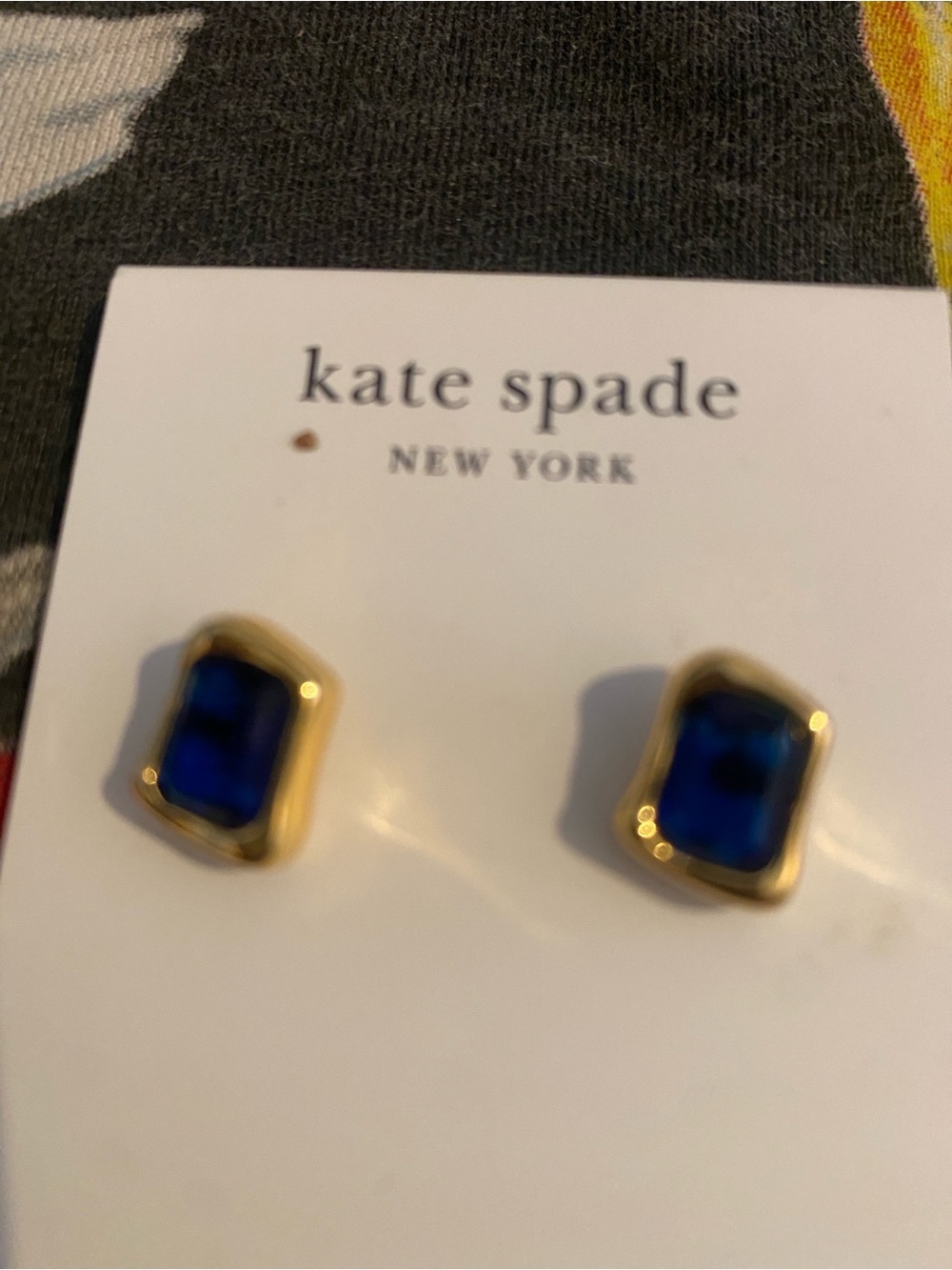 kate spade Kids Gold-Tone Earrings with Royal Blue Stones